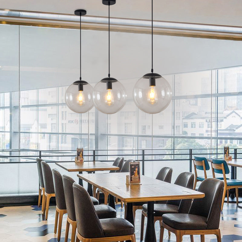 1-Head Restaurant Hanging Lamp Minimalist Ceiling Pendant with Sphere Glass Shade Clearhalo 'Ceiling Lights' 'Glass shade' 'Glass' 'Modern Pendants' 'Modern' 'Pendant Lights' 'Pendants' Lighting' 2356938