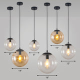 1-Head Restaurant Hanging Lamp Minimalist Ceiling Pendant with Sphere Glass Shade Clearhalo 'Ceiling Lights' 'Glass shade' 'Glass' 'Modern Pendants' 'Modern' 'Pendant Lights' 'Pendants' Lighting' 2356943