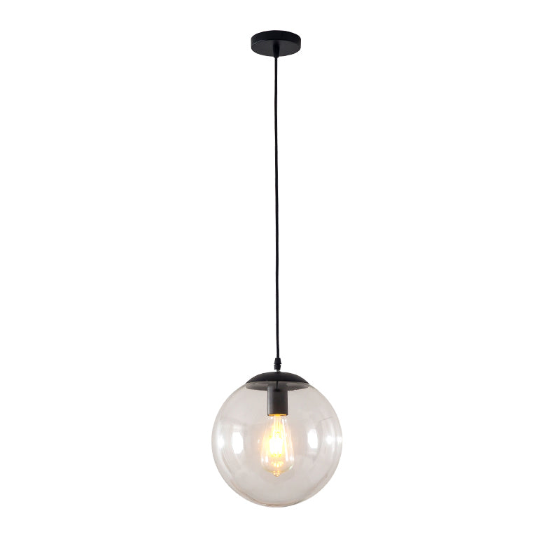 1-Head Restaurant Hanging Lamp Minimalist Ceiling Pendant with Sphere Glass Shade Clearhalo 'Ceiling Lights' 'Glass shade' 'Glass' 'Modern Pendants' 'Modern' 'Pendant Lights' 'Pendants' Lighting' 2356947