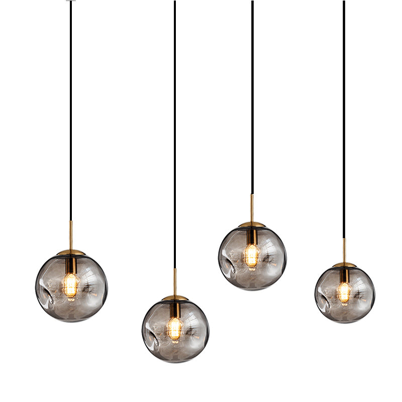 Dimpled Glass Globe Pendant Lamp Postmodern 1-Light Brass Hanging Light for Bedroom Clearhalo 'Ceiling Lights' 'Modern Pendants' 'Modern' 'Pendant Lights' 'Pendants' Lighting' 2356955