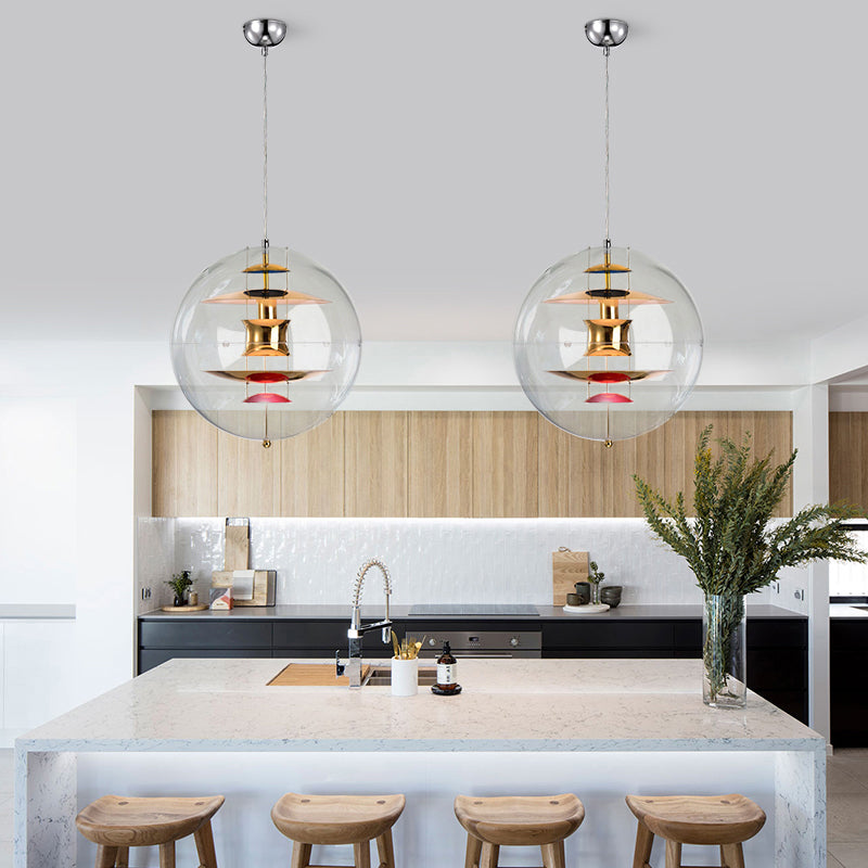 Clear Spherical Suspension Lighting Designer 1-Head Acrylic Pendant Lamp with Multi-Layer Shade Inside Clearhalo 'Ceiling Lights' 'Glass shade' 'Glass' 'Modern Pendants' 'Modern' 'Pendant Lights' 'Pendants' Lighting' 2356956