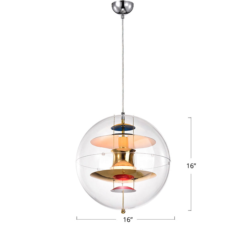 Clear Spherical Suspension Lighting Designer 1-Head Acrylic Pendant Lamp with Multi-Layer Shade Inside Gold Clearhalo 'Ceiling Lights' 'Glass shade' 'Glass' 'Modern Pendants' 'Modern' 'Pendant Lights' 'Pendants' Lighting' 2356957