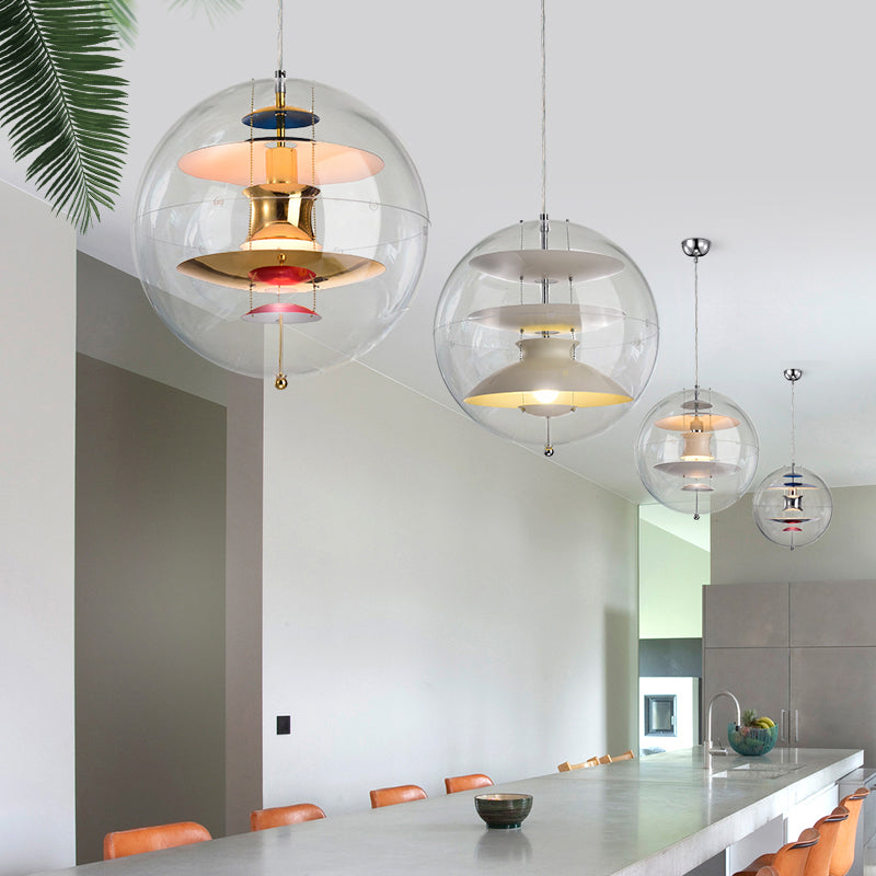 Clear Spherical Suspension Lighting Designer 1-Head Acrylic Pendant Lamp with Multi-Layer Shade Inside Clearhalo 'Ceiling Lights' 'Glass shade' 'Glass' 'Modern Pendants' 'Modern' 'Pendant Lights' 'Pendants' Lighting' 2356959