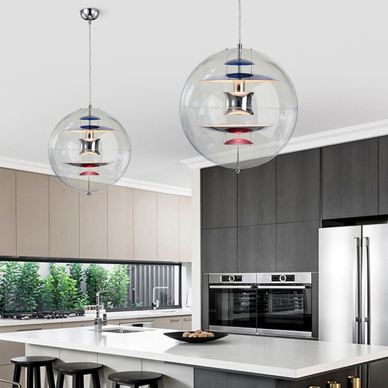 Clear Spherical Suspension Lighting Designer 1-Head Acrylic Pendant Lamp with Multi-Layer Shade Inside Clearhalo 'Ceiling Lights' 'Glass shade' 'Glass' 'Modern Pendants' 'Modern' 'Pendant Lights' 'Pendants' Lighting' 2356961