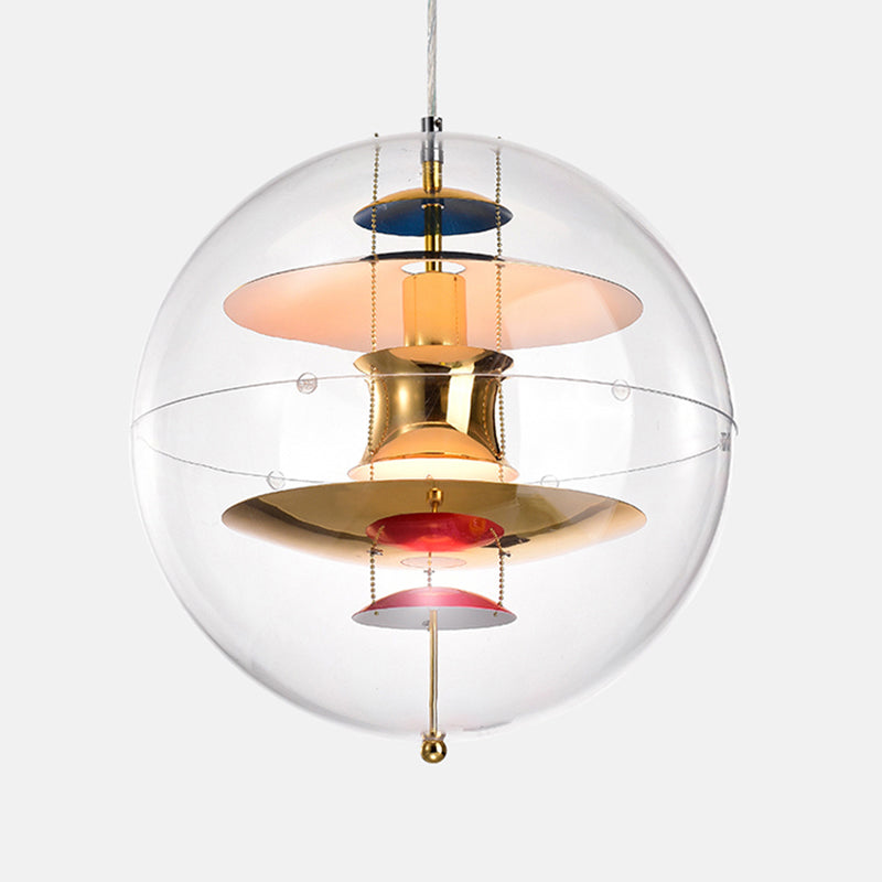 Clear Spherical Suspension Lighting Designer 1-Head Acrylic Pendant Lamp with Multi-Layer Shade Inside Clearhalo 'Ceiling Lights' 'Glass shade' 'Glass' 'Modern Pendants' 'Modern' 'Pendant Lights' 'Pendants' Lighting' 2356965