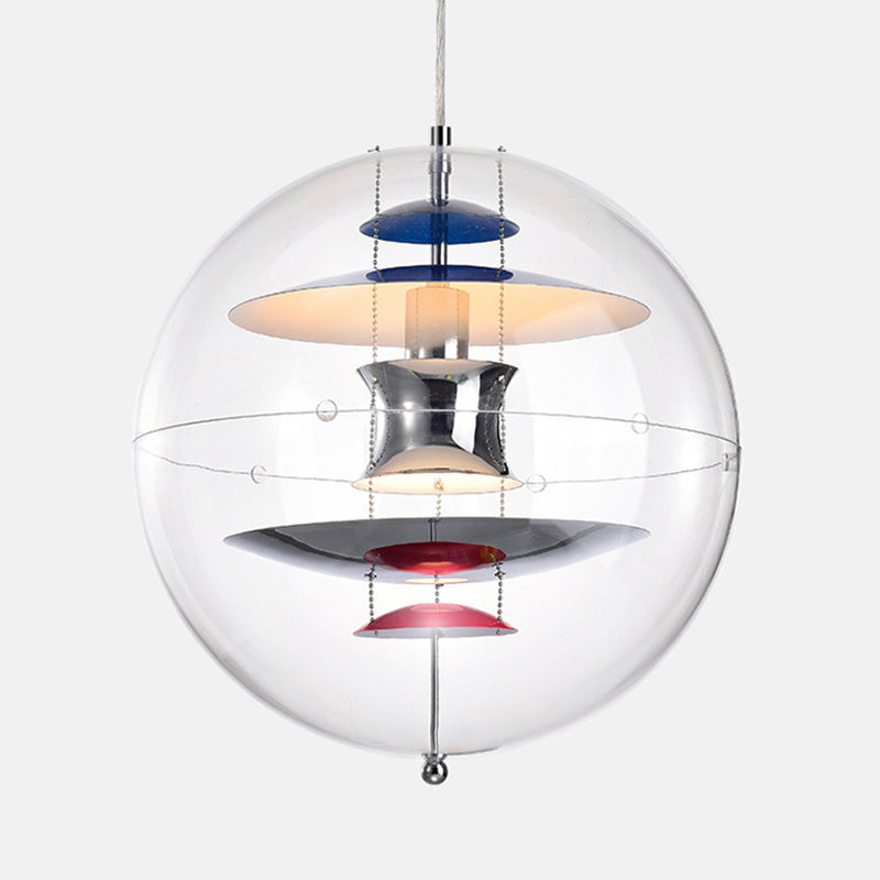 Clear Spherical Suspension Lighting Designer 1-Head Acrylic Pendant Lamp with Multi-Layer Shade Inside Clearhalo 'Ceiling Lights' 'Glass shade' 'Glass' 'Modern Pendants' 'Modern' 'Pendant Lights' 'Pendants' Lighting' 2356966