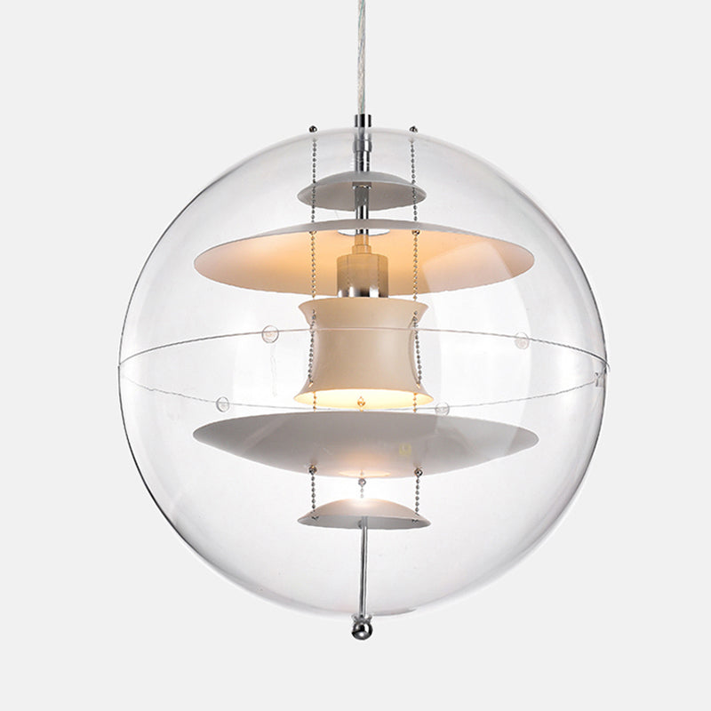 Clear Spherical Suspension Lighting Designer 1-Head Acrylic Pendant Lamp with Multi-Layer Shade Inside Clearhalo 'Ceiling Lights' 'Glass shade' 'Glass' 'Modern Pendants' 'Modern' 'Pendant Lights' 'Pendants' Lighting' 2356967
