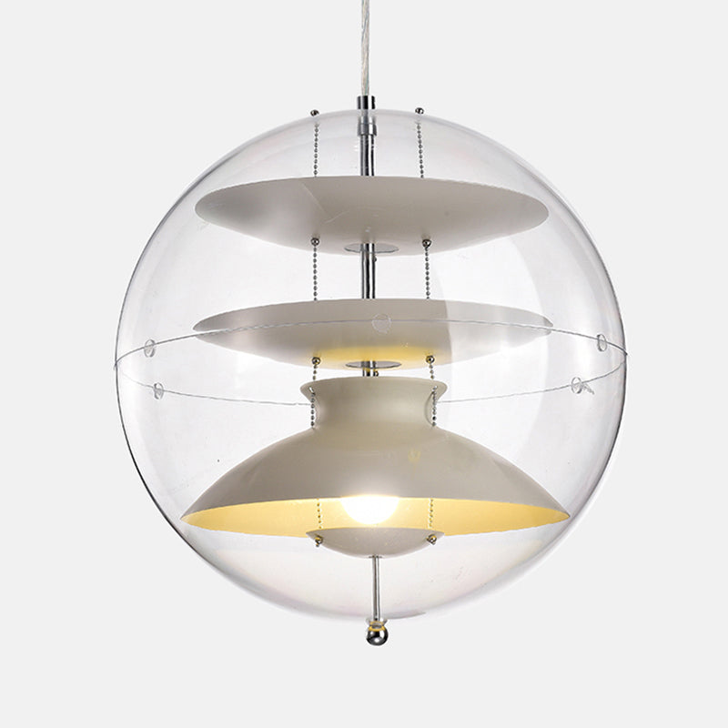 Clear Spherical Suspension Lighting Designer 1-Head Acrylic Pendant Lamp with Multi-Layer Shade Inside Clearhalo 'Ceiling Lights' 'Glass shade' 'Glass' 'Modern Pendants' 'Modern' 'Pendant Lights' 'Pendants' Lighting' 2356968