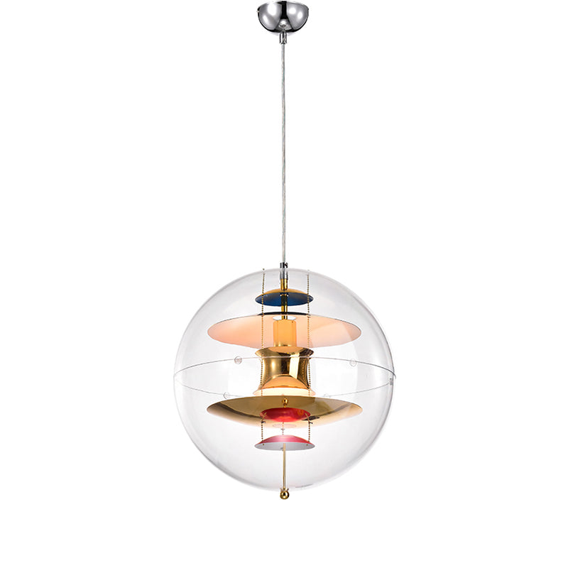 Clear Spherical Suspension Lighting Designer 1-Head Acrylic Pendant Lamp with Multi-Layer Shade Inside Clearhalo 'Ceiling Lights' 'Glass shade' 'Glass' 'Modern Pendants' 'Modern' 'Pendant Lights' 'Pendants' Lighting' 2356969