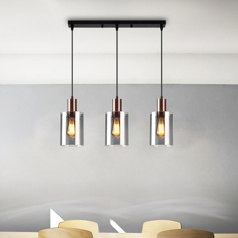 Rose Gold Bottle Cluster Pendant Modernist 3-Bulb Smoke Glass Hanging Light for Restaurant Clearhalo 'Ceiling Lights' 'Chandeliers' 'Glass shade' 'Glass' 'Modern Pendants' 'Modern' 'Pendant Lights' 'Pendants' Lighting' 2357053