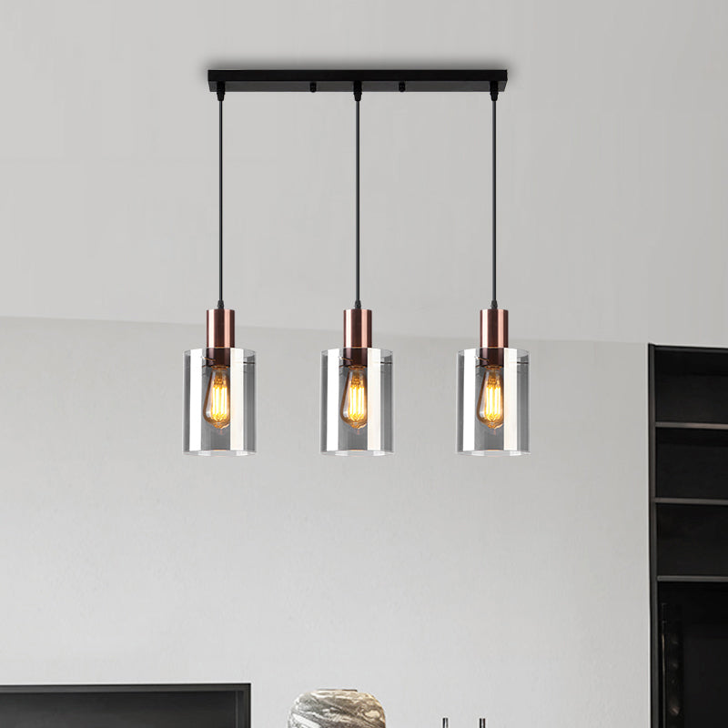 Rose Gold Bottle Cluster Pendant Modernist 3-Bulb Smoke Glass Hanging Light for Restaurant Clearhalo 'Ceiling Lights' 'Chandeliers' 'Glass shade' 'Glass' 'Modern Pendants' 'Modern' 'Pendant Lights' 'Pendants' Lighting' 2357057