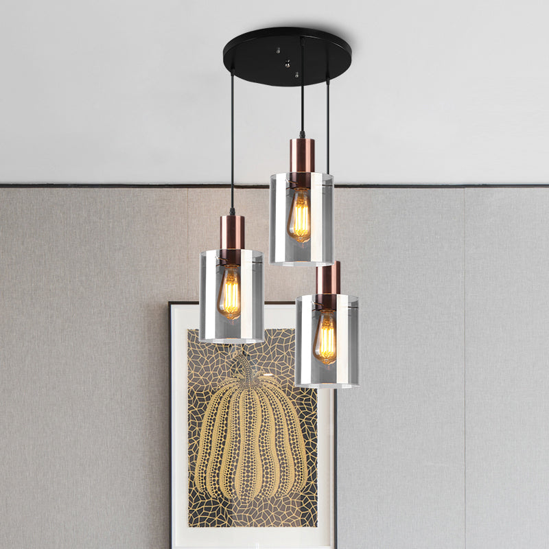 Rose Gold Bottle Cluster Pendant Modernist 3-Bulb Smoke Glass Hanging Light for Restaurant Clearhalo 'Ceiling Lights' 'Chandeliers' 'Glass shade' 'Glass' 'Modern Pendants' 'Modern' 'Pendant Lights' 'Pendants' Lighting' 2357059