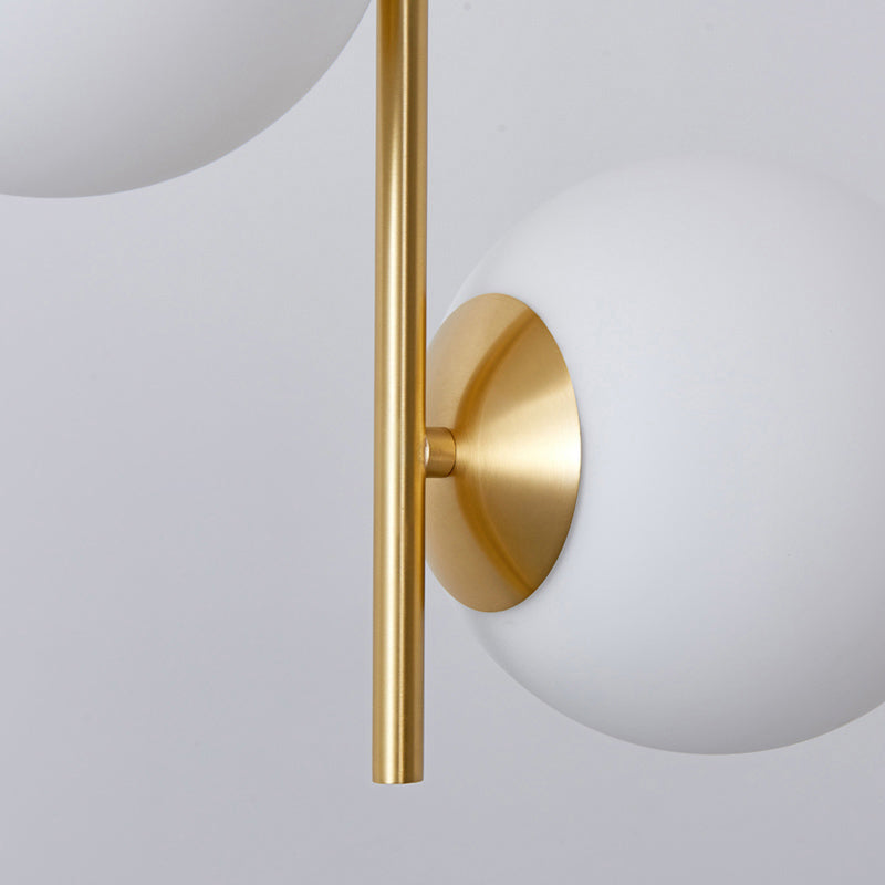 Opaque Glass Spherical Chandelier Minimalism 2-Head Gold Suspension Light for Dining Room Clearhalo 'Ceiling Lights' 'Chandeliers' 'Modern Chandeliers' 'Modern' Lighting' 2357329
