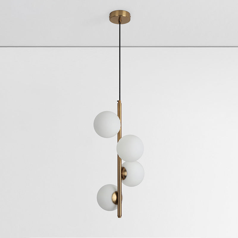 Opal Glass Orbs Pendant Lighting Minimalistic Hanging Chandelier for Living Room Clearhalo 'Ceiling Lights' 'Chandeliers' 'Modern Chandeliers' 'Modern' Lighting' 2357337