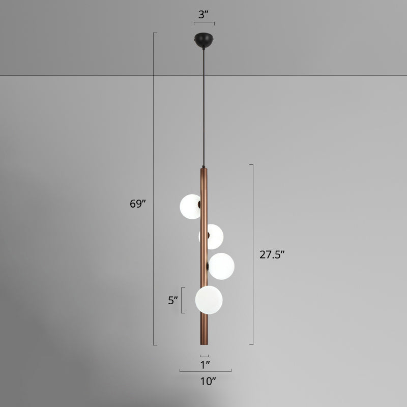 Opal Glass Orbs Pendant Lighting Minimalistic Hanging Chandelier for Living Room 4 Coffee Clearhalo 'Ceiling Lights' 'Chandeliers' 'Modern Chandeliers' 'Modern' Lighting' 2357338