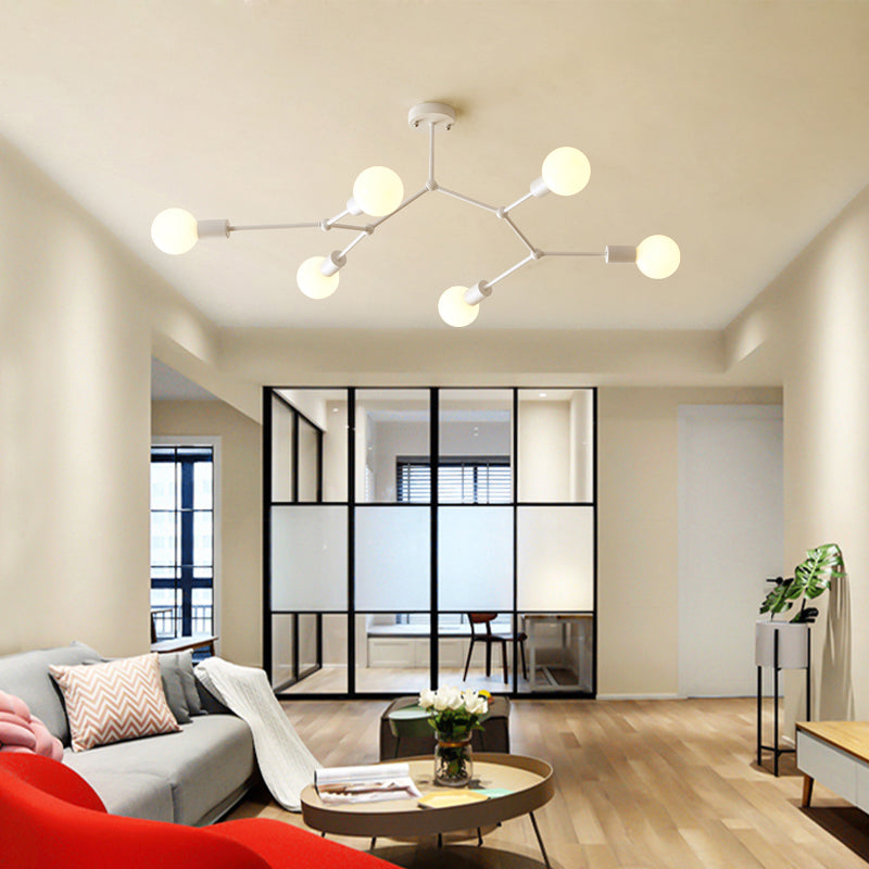 Molecular Metal Chandelier Light Minimalist Suspended Lighting Fixture for Living Room 6 White Clearhalo 'Ceiling Lights' 'Chandeliers' 'Modern Chandeliers' 'Modern' Lighting' 2357342