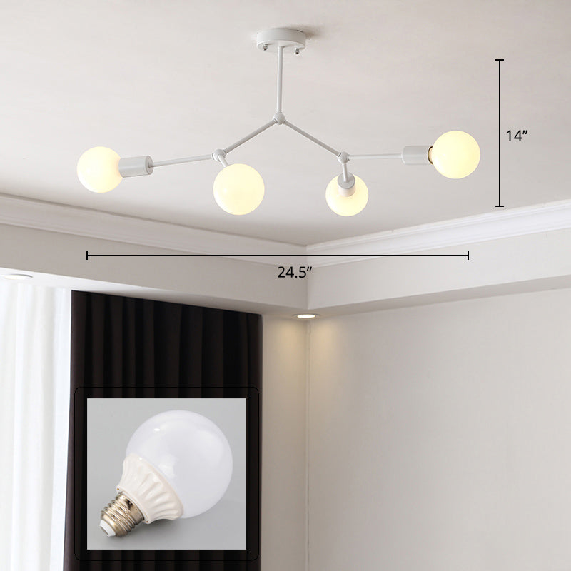 Molecular Metal Chandelier Light Minimalist Suspended Lighting Fixture for Living Room 4 White Clearhalo 'Ceiling Lights' 'Chandeliers' 'Modern Chandeliers' 'Modern' Lighting' 2357346