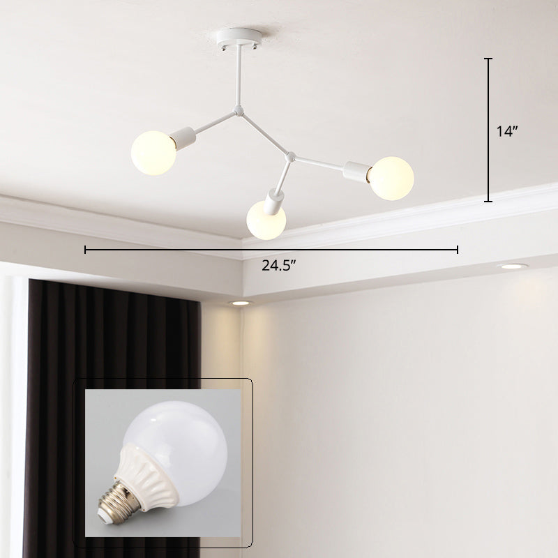 Molecular Metal Chandelier Light Minimalist Suspended Lighting Fixture for Living Room 3 White Clearhalo 'Ceiling Lights' 'Chandeliers' 'Modern Chandeliers' 'Modern' Lighting' 2357350