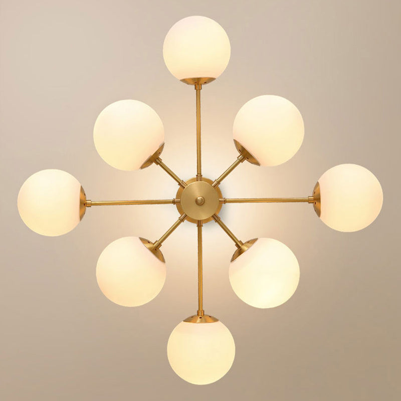 Postmodern Style Chandelier Radial Hanging Ceiling Light with Ball Glass Shade for Dining Room Clearhalo 'Ceiling Lights' 'Chandeliers' 'Modern Chandeliers' 'Modern' Lighting' 2357380