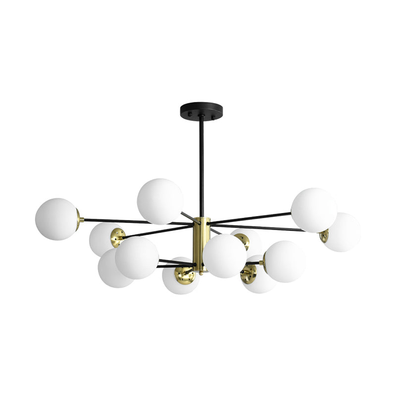 Postmodern Sputnik Pendant Light Fixture Glass Living Room Chandelier in Black-Gold 12 Black Milk White Clearhalo 'Ceiling Lights' 'Chandeliers' 'Modern Chandeliers' 'Modern' Lighting' 2357410