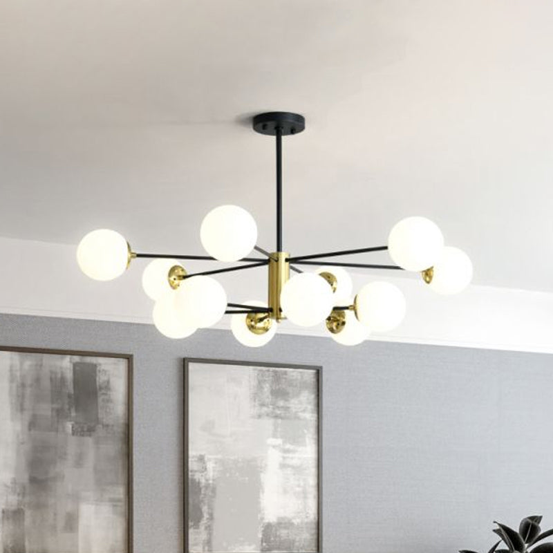 Postmodern Sputnik Pendant Light Fixture Glass Living Room Chandelier in Black-Gold Clearhalo 'Ceiling Lights' 'Chandeliers' 'Modern Chandeliers' 'Modern' Lighting' 2357411