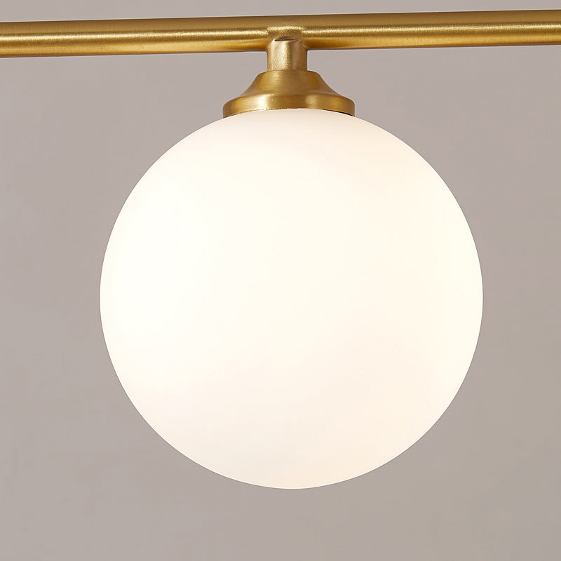 Simplicity Ball Pendant Lighting Opaline Glass Dining Room Island Light Fixture in Gold Clearhalo 'Ceiling Lights' 'Island Lights' Lighting' 2357433