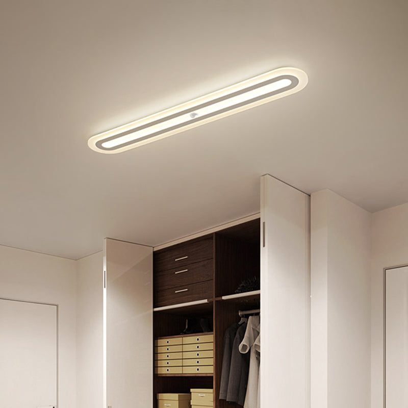 Oblong LED Ceiling Lighting Simple Style Acrylic Corridor Flush-Mount Light in White Clearhalo 'Ceiling Lights' 'Close To Ceiling Lights' 'Close to ceiling' 'Flush mount' Lighting' 2357461