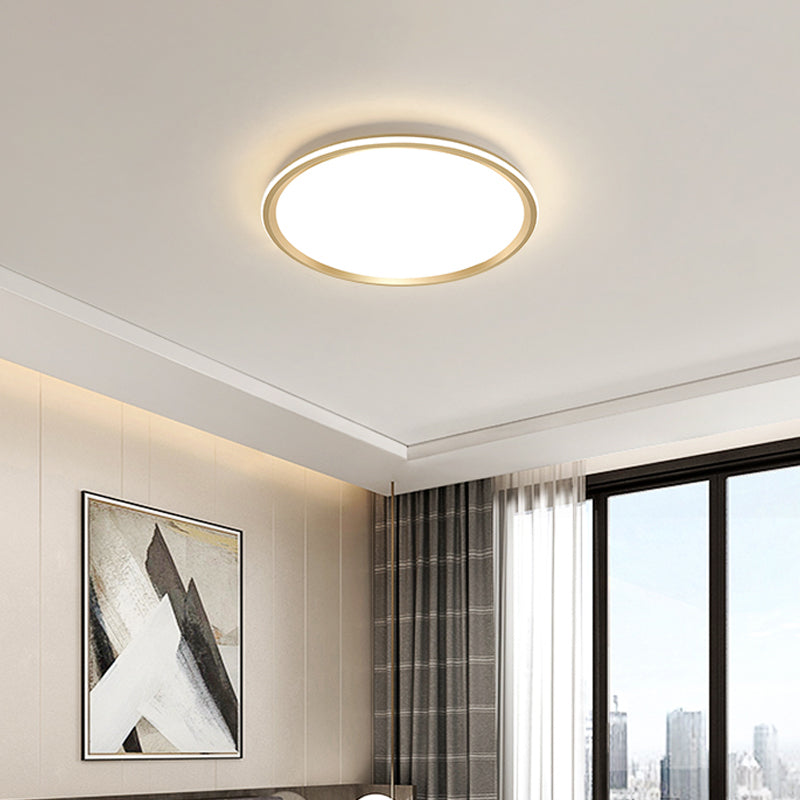 Disc Flush-Mount Light Fixture Simplicity Acrylic Bedroom LED Ceiling Lamp in Gold Clearhalo 'Ceiling Lights' 'Close To Ceiling Lights' 'Close to ceiling' 'Flush mount' Lighting' 2357588