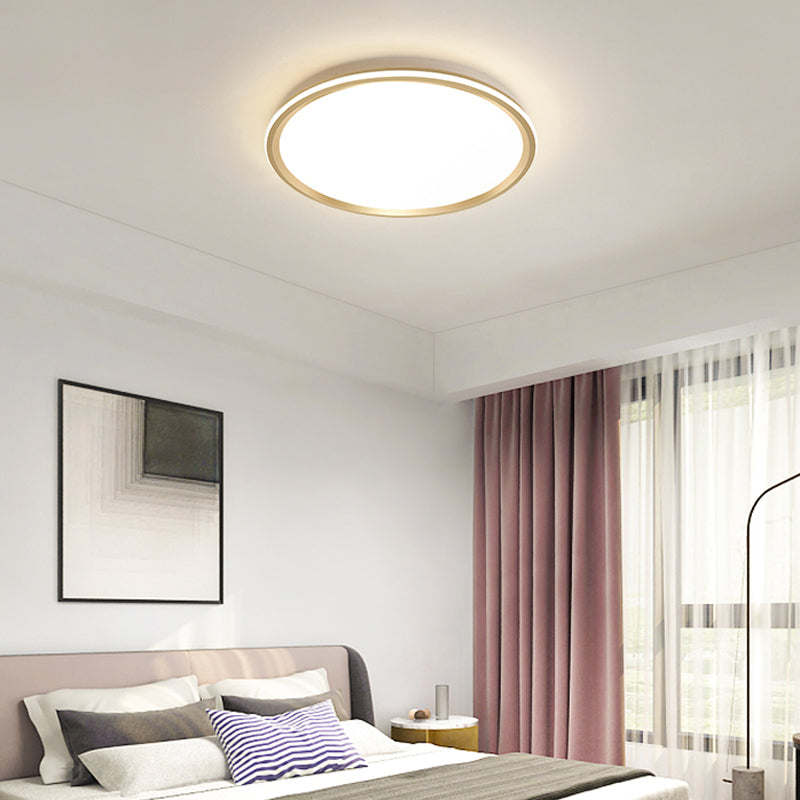 Disc Flush-Mount Light Fixture Simplicity Acrylic Bedroom LED Ceiling Lamp in Gold Gold White Clearhalo 'Ceiling Lights' 'Close To Ceiling Lights' 'Close to ceiling' 'Flush mount' Lighting' 2357592