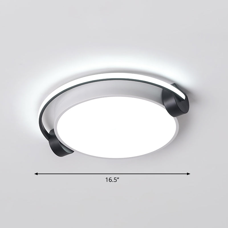 Figure Wearing Headphone Ceiling Lamp Nordic Acrylic Black-White Flush Mounted Light for Dorm Room Black-White 16.5" White Clearhalo 'Ceiling Lights' 'Close To Ceiling Lights' 'Close to ceiling' 'Flush mount' Lighting' 2357602