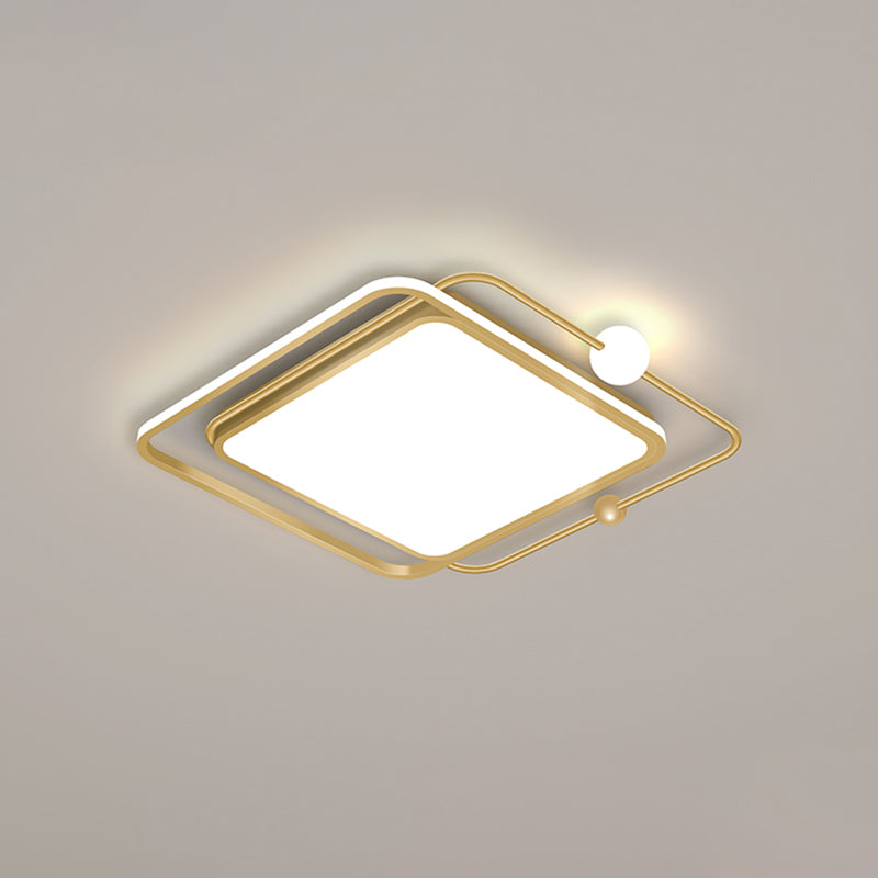 Geometric Acrylic LED Flush Light Minimalist Metal Bedroom Flush Mount Ceiling Light Gold Square Plate Clearhalo 'Ceiling Lights' 'Close To Ceiling Lights' 'Close to ceiling' 'Flush mount' Lighting' 2357611