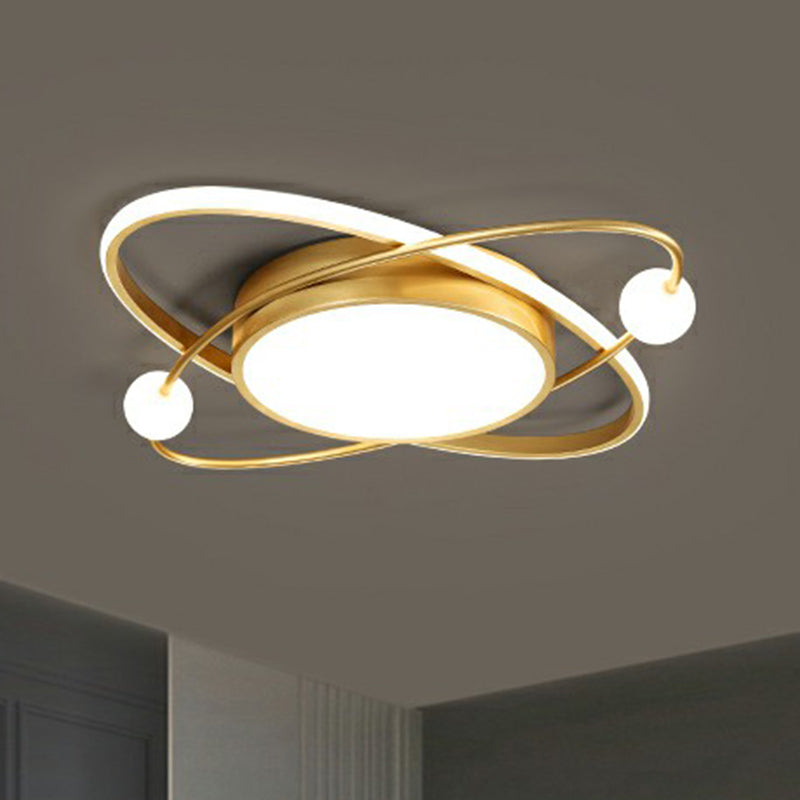 Gold Finish Orbit LED Flush Mount Lamp Minimalistic Acrylic Ceiling Lighting for Bedroom Gold Clearhalo 'Ceiling Lights' 'Close To Ceiling Lights' 'Close to ceiling' 'Flush mount' Lighting' 2357674