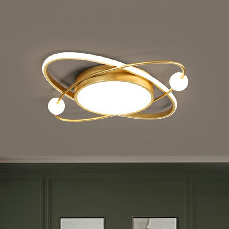 Gold Finish Orbit LED Flush Mount Lamp Minimalistic Acrylic Ceiling Lighting for Bedroom Clearhalo 'Ceiling Lights' 'Close To Ceiling Lights' 'Close to ceiling' 'Flush mount' Lighting' 2357676