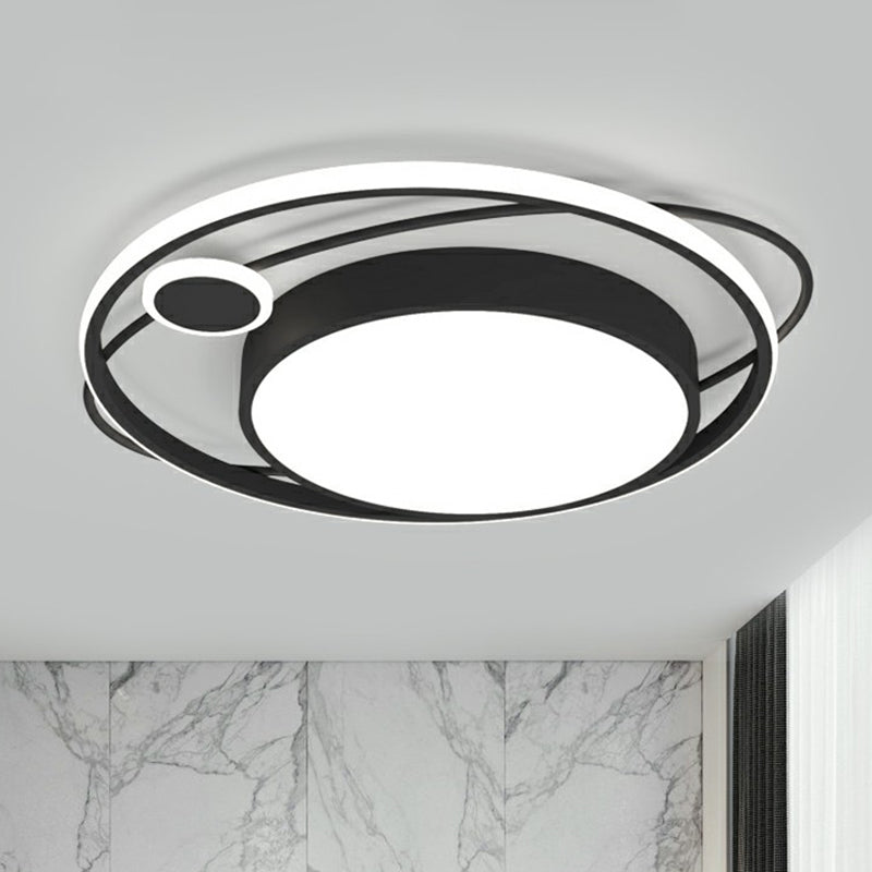 Circle Led Flush Mount Ceiling Fixture Nordic Metal Black Flush Mount Light for Bedroom Clearhalo 'Ceiling Lights' 'Close To Ceiling Lights' 'Close to ceiling' 'Flush mount' Lighting' 2357685