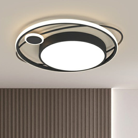 Circle Led Flush Mount Ceiling Fixture Nordic Metal Black Flush Mount Light for Bedroom Clearhalo 'Ceiling Lights' 'Close To Ceiling Lights' 'Close to ceiling' 'Flush mount' Lighting' 2357689