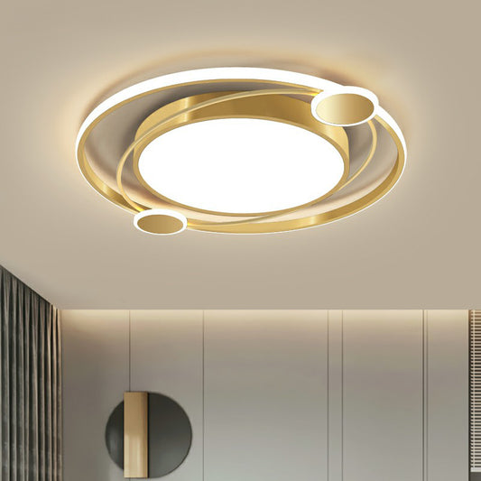 Metal Circular LED Flush Light Minimalism Gold Finish Ceiling Mount Lamp for Bedroom Clearhalo 'Ceiling Lights' 'Close To Ceiling Lights' 'Close to ceiling' 'Flush mount' Lighting' 2357693