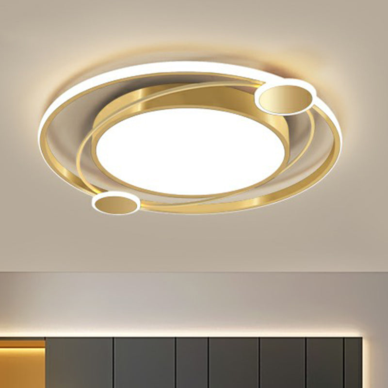 Metal Circular LED Flush Light Minimalism Gold Finish Ceiling Mount Lamp for Bedroom Clearhalo 'Ceiling Lights' 'Close To Ceiling Lights' 'Close to ceiling' 'Flush mount' Lighting' 2357695