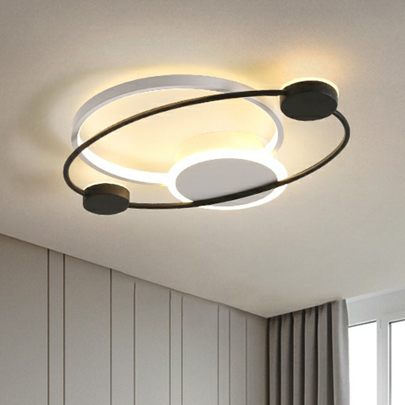 Orbit Acrylic Flush Ceiling Light Simple Style LED Flush Mounted Lamp for Bedroom Black Remote Control Stepless Dimming Clearhalo 'Ceiling Lights' 'Close To Ceiling Lights' 'Close to ceiling' 'Flush mount' Lighting' 2357699