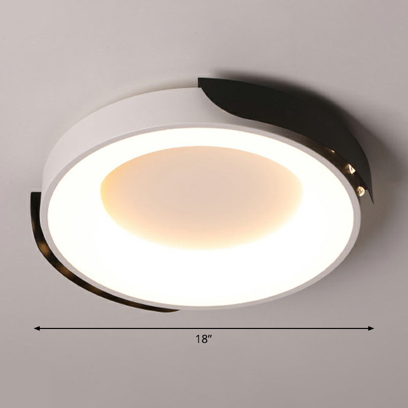 Round LED Ceiling Mounted Light Nordic Metal Bedroom Flush Light Fixture in Black-White Black-White Round Clearhalo 'Ceiling Lights' 'Close To Ceiling Lights' 'Close to ceiling' 'Flush mount' Lighting' 2357706