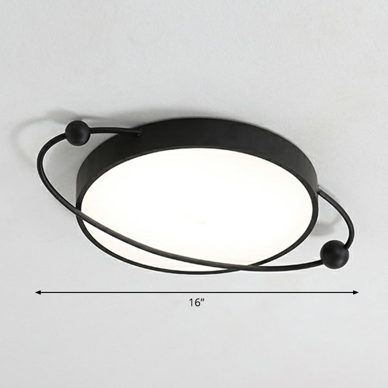 Round LED Ceiling Mounted Light Nordic Metal Bedroom Flush Light Fixture in Black-White Black-White Globe Clearhalo 'Ceiling Lights' 'Close To Ceiling Lights' 'Close to ceiling' 'Flush mount' Lighting' 2357708