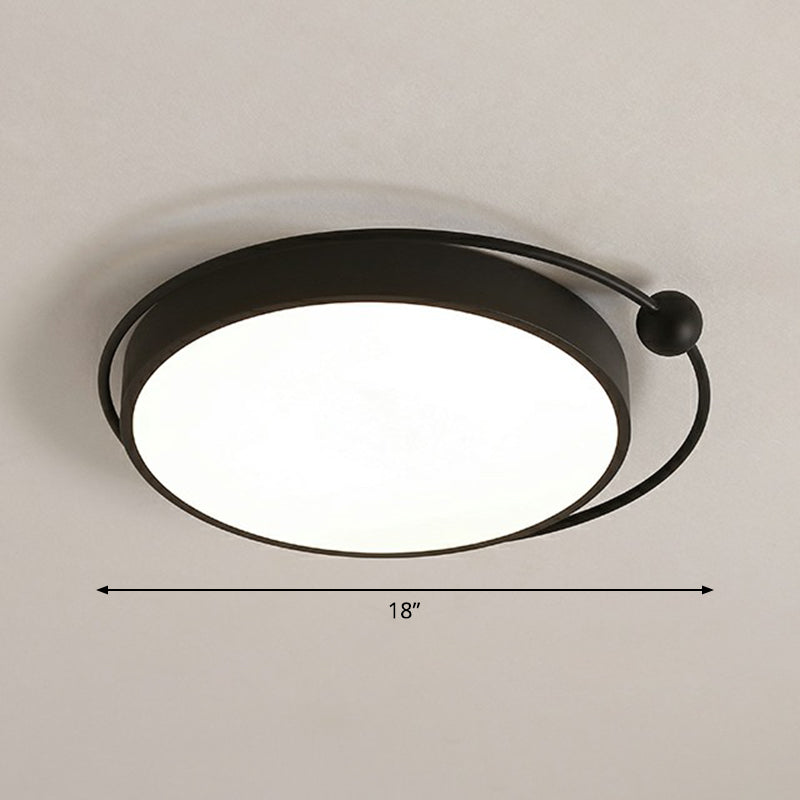 Round LED Ceiling Mounted Light Nordic Metal Bedroom Flush Light Fixture in Black-White Black-White Circle Clearhalo 'Ceiling Lights' 'Close To Ceiling Lights' 'Close to ceiling' 'Flush mount' Lighting' 2357710