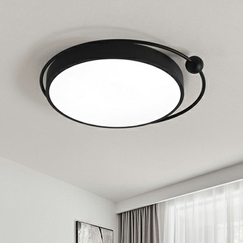 Round LED Ceiling Mounted Light Nordic Metal Bedroom Flush Light Fixture in Black-White Clearhalo 'Ceiling Lights' 'Close To Ceiling Lights' 'Close to ceiling' 'Flush mount' Lighting' 2357711