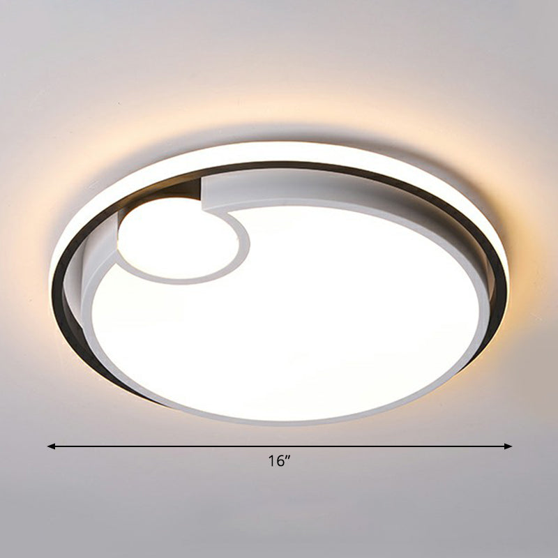 Round LED Ceiling Mounted Light Nordic Metal Bedroom Flush Light Fixture in Black-White Black-White Double Circle Clearhalo 'Ceiling Lights' 'Close To Ceiling Lights' 'Close to ceiling' 'Flush mount' Lighting' 2357712