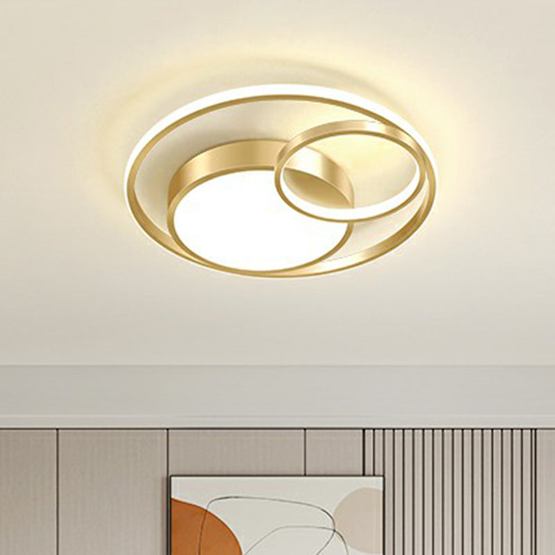 Modern Ring Shaped Flushmount Lighting Metal Bedroom LED Flush Ceiling Light Fixture Gold Clearhalo 'Ceiling Lights' 'Close To Ceiling Lights' 'Close to ceiling' 'Flush mount' Lighting' 2357713