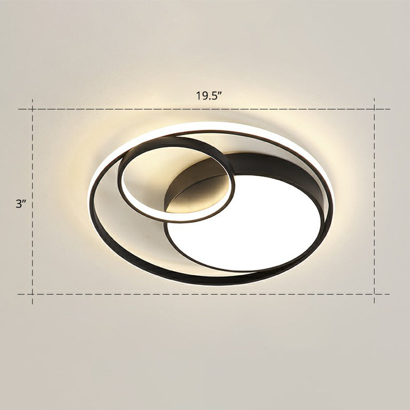 Modern Ring Shaped Flushmount Lighting Metal Bedroom LED Flush Ceiling Light Fixture Black 19.5" Remote Control Stepless Dimming Clearhalo 'Ceiling Lights' 'Close To Ceiling Lights' 'Close to ceiling' 'Flush mount' Lighting' 2357715