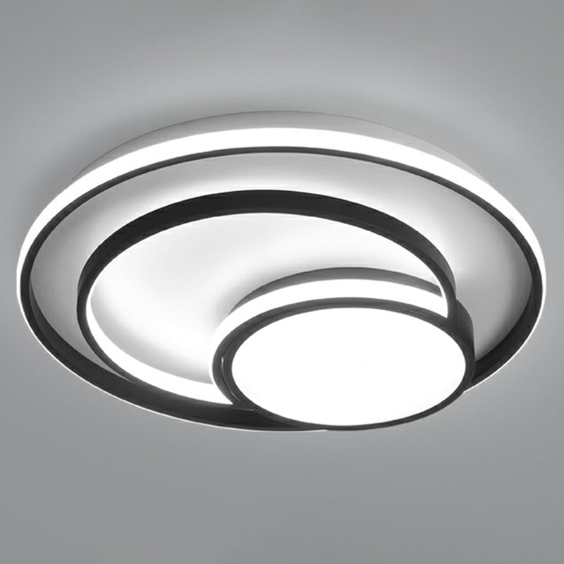 Minimalist Flush Mount Lighting Fixture Black 3-Ring Ceiling Lamp with Acrylic Shade Black Clearhalo 'Ceiling Lights' 'Close To Ceiling Lights' 'Close to ceiling' 'Flush mount' Lighting' 2357725