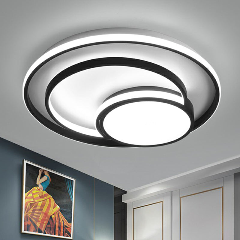 Minimalist Flush Mount Lighting Fixture Black 3-Ring Ceiling Lamp with Acrylic Shade Clearhalo 'Ceiling Lights' 'Close To Ceiling Lights' 'Close to ceiling' 'Flush mount' Lighting' 2357726