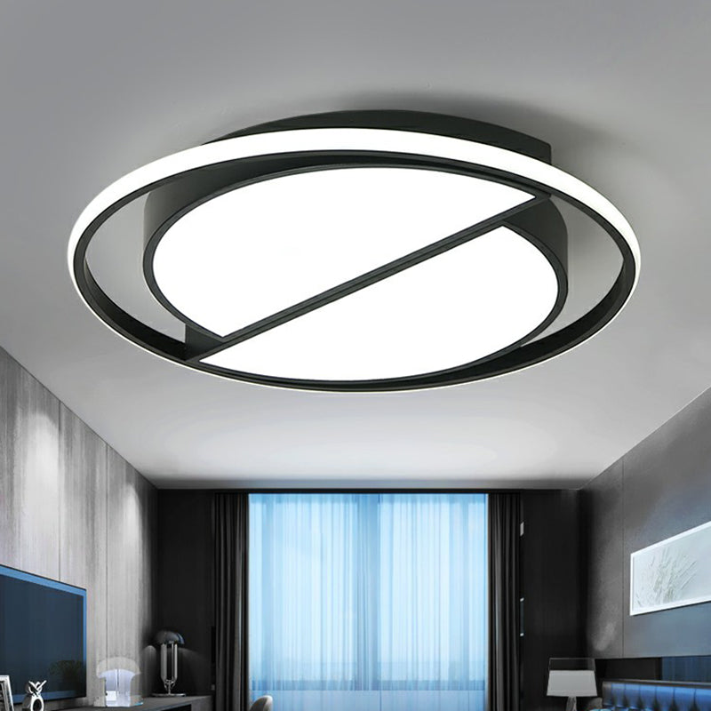 Black Semicircle Flushmount Ceiling Lamp Minimalist LED Acrylic Flush Light for Living Room Clearhalo 'Ceiling Lights' 'Close To Ceiling Lights' 'Close to ceiling' 'Flush mount' Lighting' 2357731