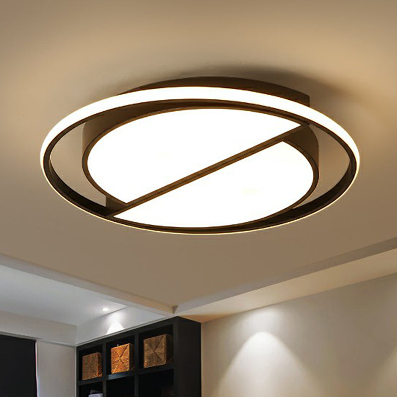 Black Semicircle Flushmount Ceiling Lamp Minimalist LED Acrylic Flush Light for Living Room Clearhalo 'Ceiling Lights' 'Close To Ceiling Lights' 'Close to ceiling' 'Flush mount' Lighting' 2357732