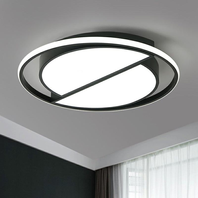 Black Semicircle Flushmount Ceiling Lamp Minimalist LED Acrylic Flush Light for Living Room Clearhalo 'Ceiling Lights' 'Close To Ceiling Lights' 'Close to ceiling' 'Flush mount' Lighting' 2357733